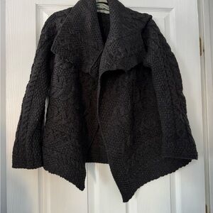 Aran Crafts Black Cable Knit Cardigan